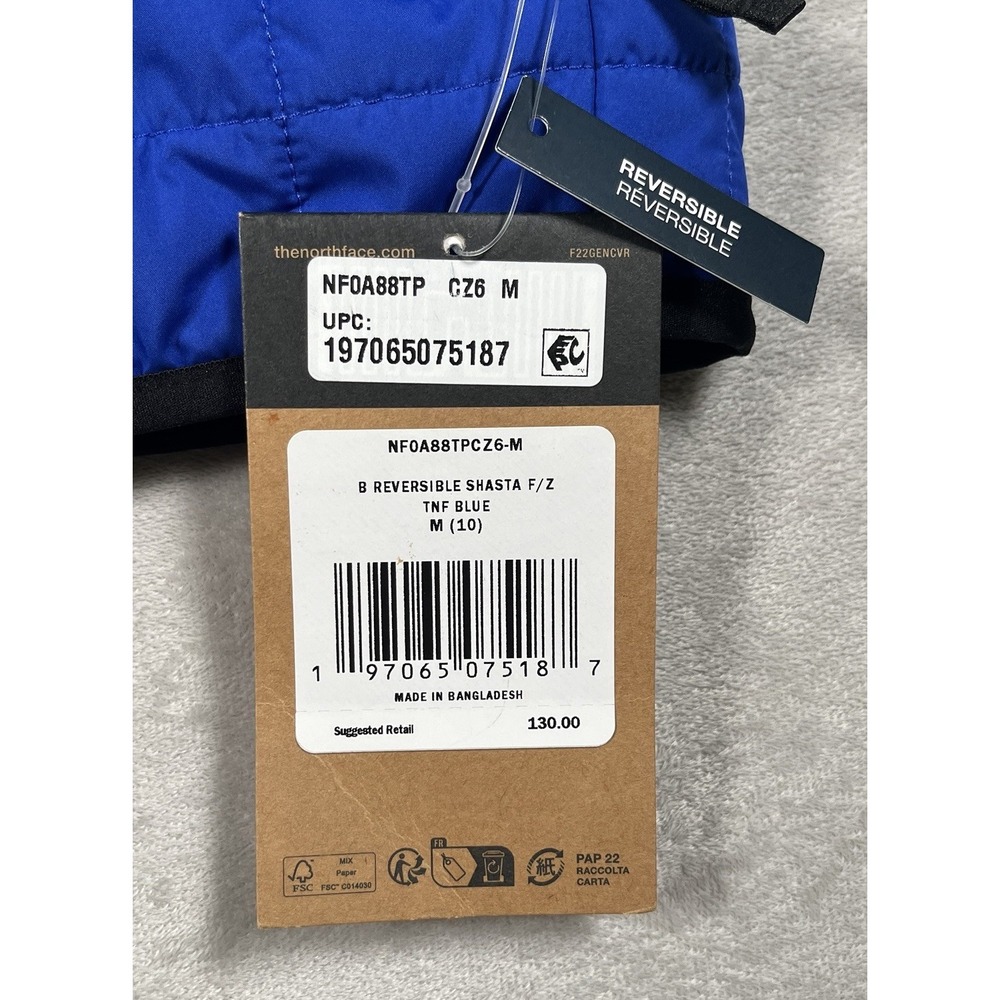 NWT The North Face Boys Reversible Shasta Full Zip Youth Jacket TNF Blue M 10 - Picture 8 of 11